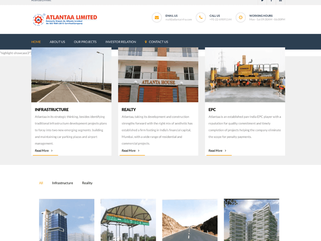 The original WordPress build - template-driven, slow on mobile, no clear conversion flow. Visually generic for a company operating at Atlantaa's scale.