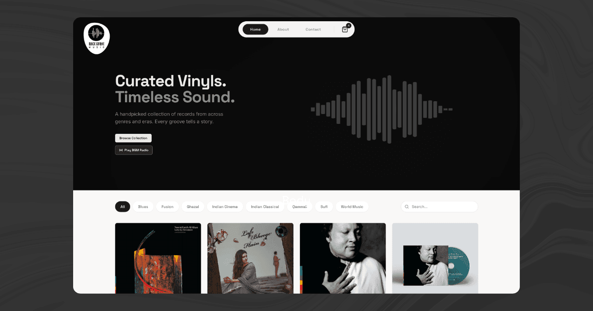Cover image for the Black Groove Music case study, a laptop showing the new custom eCommerce website beside vinyl records, built on Next.js.