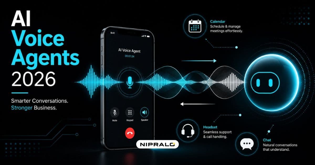 Illustration of an AI voice agent answering business phone calls, showing AI voice agents for business in the GPT-Live era